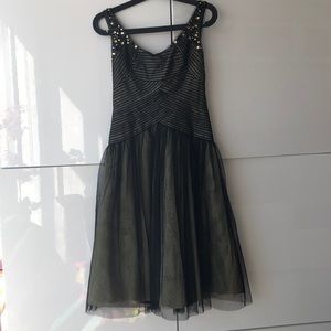 NWT BCBG ballerina tulle metallic black gold dress